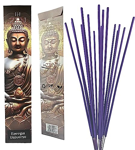 INZENSE Incienso 100% Natural Artesanal Linea Classic (Aroma Energia Universo). 12 Varillas de Incienso Natural de 33 cm. Aroma 90 Minutos Aprox