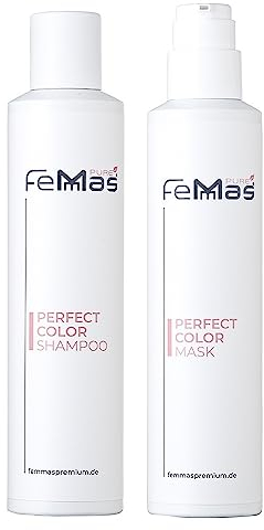 Femmas Pure Perfect Color Shampoo 200ml & Perfect Color Mask 200ml für Coloriertes, gesträhntes & getöntes Haar | FARBSCHUTZ HAARPFLEGE | Nachhaltig, Vegan & Tierversuchsfrei