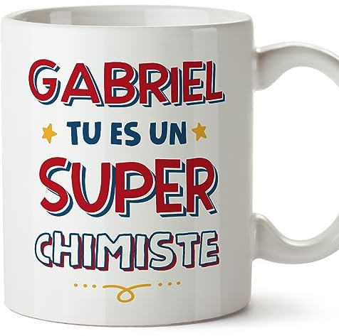 MUGFFINS Tazas Personalizadas para QUÍMICO hombre - En Francés - Tu es Super - 11 oz / 330 ml - Regalo Personalizable original y divertido