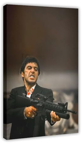 NEDOES Scarface Tony Montana 1 Leinwand-Poster, Wandkunst, Dekor, Bild, Gemälde für Wohnzimmer, Schlafzimmer, Dekoration, Rahmen-Stil, 60 x 90 cm