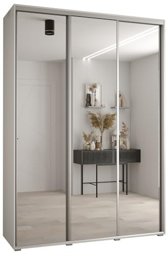 Kleiderschrank mit Spiegel Davos 2 Garderobenschrank - Schrank Schlafzimmer - Mehrzweckschrank 2 Schiebetüren - Regalen - Flur Möbel - Kleiderstange Schrank - Allzweckschrank - closet - Gaderobe