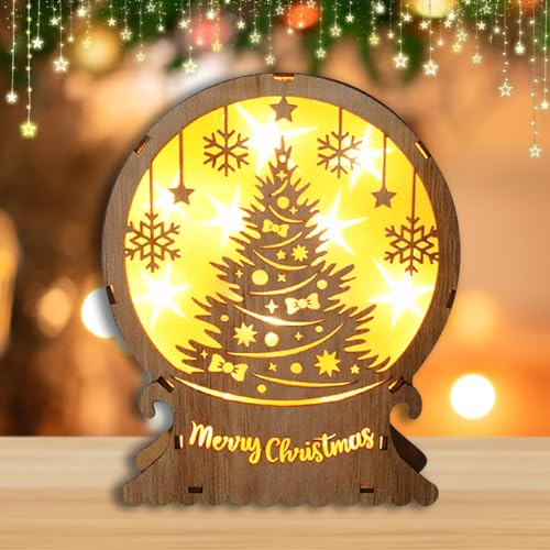 Weihnachtsdeko LED Weihnachtsbeleuchtung aus Holz, Weihnachtsstern Beleuchtung Fensterbeleuchtung, LED Weihnachtsmann Holz, LED Weihnachtsbaum Licht, Weihnachtsdeko Led für Innen (Weihnachtsbaum)