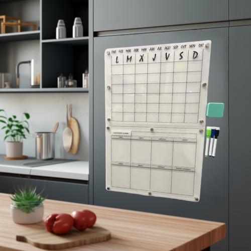 Calendario doble ESPAÑOL, pizarra magnetica nevera, planificador mensual, calendario nevera iman, calendario pared, calendario magnetico nevera, organizador semanal, calendario nevera, pizarra nevera