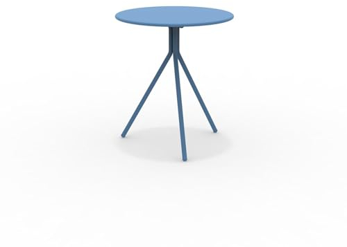 Mondo Viro Runder Tisch aus verzinktem Metall Twist, für den Garten, zerlegbar, Höhe 75 cm (groß – 80 x 80 cm, 75 h, hellblau)