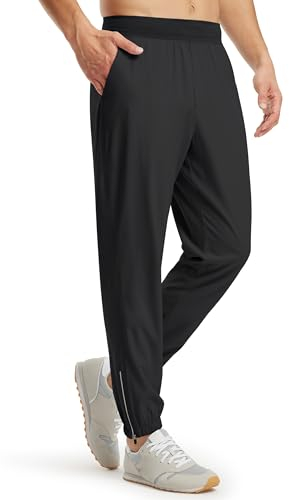 Libin Herren Jogginghose Trainingshose Lang Leichte Laufhose Sporthose Schnelltrockende Freizeithose Gym Trackpants Jogging Hose mit Reißverschlus, Schwarz XXL