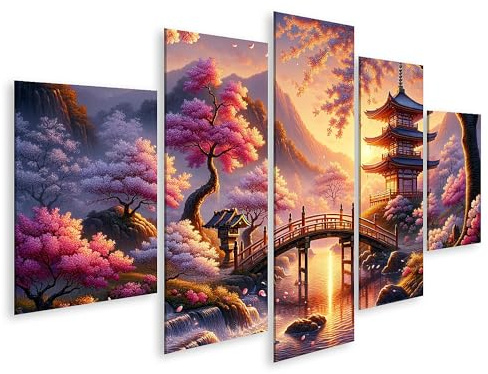 islandburner Prime Bild auf Leinwand Gelassenes Japan Kirschblüten in Blüte magische Saison Bilder Wandbilder Poster