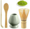 Lot de 4 Fouets à Matcha en Bambou 80 Poils Avec 2 Cuillères, Support pour Balai Vert, Accessoires et Porte-Pinceaux à Thé