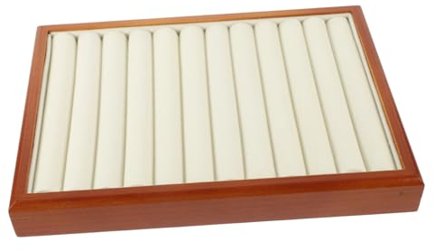 Cabilock Bandeja Retro De Almacenamiento De Joyas y Juguetes De Madera Maciza. Organizador De Bandeja De Joyas Contenedor De Collar Plato De Joyería De Madera Caja De Soporte Anillo Franela