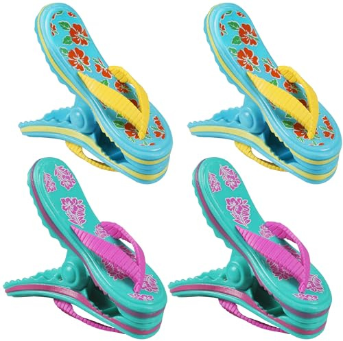 LocoMatrol 4 x Strandtuch-Clips, Kunststoff-Kleiderklammern, großer Strandkorb, Handtuch-Clip, starker Halt, Wäscheklammern, für Sonnenliegen, Pool, Urlaub, Strand, Liegestühle