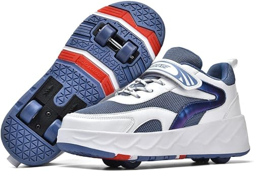 CALMR Schuhe mit Rollen für Jungen Mädchen Skateboardschuhe Sportschuhe Rollschuhe Kinder Erwachsene 2-in-1-Multifunktionsrollschuhe Sneakers Mit Rollen Outdoorschuhe,#5-40EU