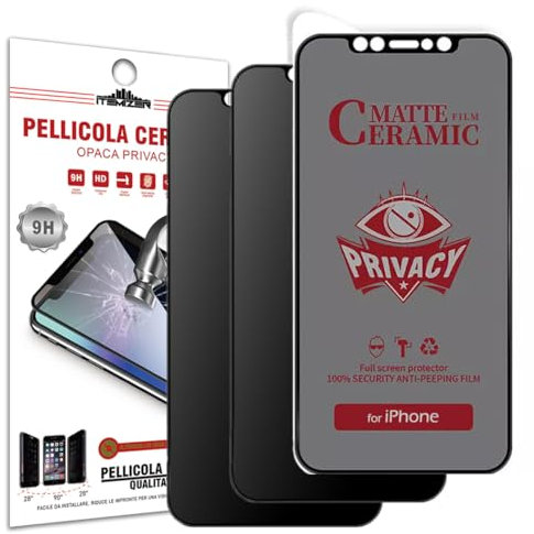 iTemizer Matt Keramik Privacy Folie für iPhone 12/12 Pro - 2 Stück, 9H Härte, DATENSCHUTZ