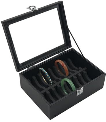 Armband-Aufbewahrungs-Organizer – Vitrine Aus PU-Leder, Armreif-Aufbewahrungsbox Mit 10/20 Fächern | Armreif-Behälter, Staubdichter Halter Mit Transparentem Deckel, Jade-Armband-Aufbewahrung Für Laden