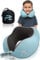 FLOWZOOM Nackenkissen für Kinder ab 3 Jahre - auch für Kinderautositze geeignet - einstellbares Memory Foam Nackenhörnchen mit weichem & waschbarem Bezug - inkl. Beutel - Blau, Größe S (ab 3 J.)