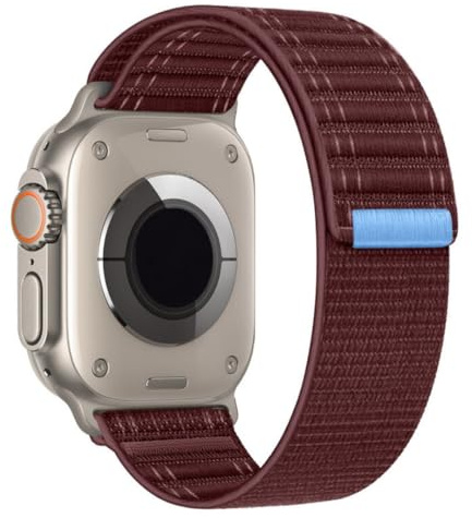 Compatible with Apple Watch Strap 46mm 45mm 44mm 49mm Men, Braided Sport Loop Band for IWatch Series 10 9 8 7 6 5 4 3/SE 2/Ultra 2, Breatheable Nylon Fabric Strap Wine Red
