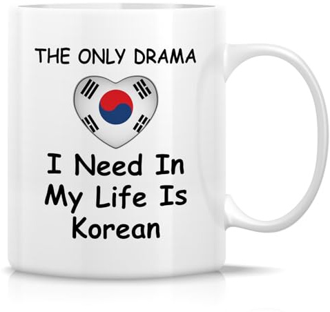 IKJHG Funny Korean Drama Fan Mug - Only Drama I Need in My Life is Korean Mug - 11 Oz Ceramic Coffee Or Tea Cup - Humorous Gift for K-Drama Enthusiasts - Birthdays, Holidays Gift for Coworker, Women