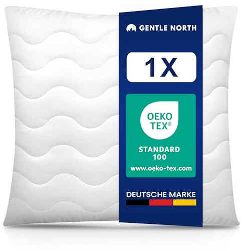 Gentle North Hochwertige Kopfkissen (80x80 cm groß) in Hotelqualität - Flauschiges, gut gefülltes Schlafkissen für Allergiker geeignet (Ökotex 100 Zertifiziert) - 60° Waschbar