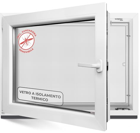 Finestra per cantina, 65 x 120 cm, 2 vetri – Finestre in plastica 60 mm profilo – DIN sinistra – L x A: 650 x 1200 mm perfetto per finestre casette da giardino, finestre del garage e cantina con