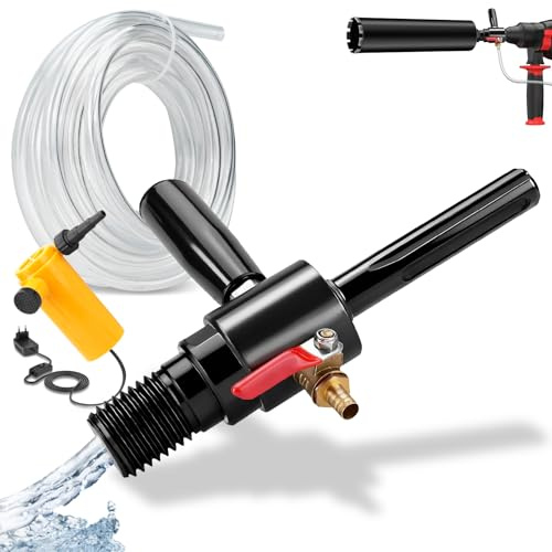 Adaptateur 1 1/4 UNC vers SDS Max avec arrosage automatique, injection d'eau incluse, 4m tuyau + pompe. Pour couronnes diamant, carotteuses et alésoirs SDS Max