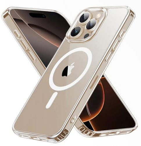 TEOPHA Magnetic Clear Case for iPhone 16 Pro Max(6.9-Inch) Compatible with MagSafe, Shockproof Anti-Scratch Phone Bumper Cover for iPhone 16 Pro Max - Clear