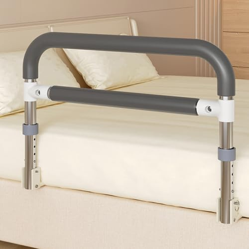 Btstil Zanzariera per letto per adulti, pieghevole, con 4 regolazioni di altezza, protezione da caduta, per letto per donne incinte, anziani, postoperatorio (grigio)