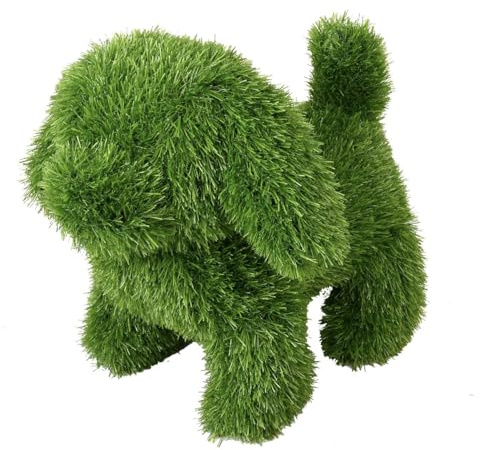 Jeamis Innovative Kunstwerk Figuren aus Kunstrasen Hase Bär Hund Tier Garten Dekoration Gras Deko (Hund, 80 cm)