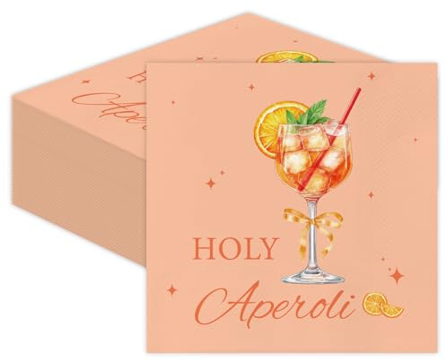 GROVBLE80 Stück Servietten Aperol 33x33 cm – Hochwertige Party Servietten im “Holy Aperoli” Zitronen-Design – Aperol Deko für Hochzeit, JGA, Geburtstag & Sommerparty