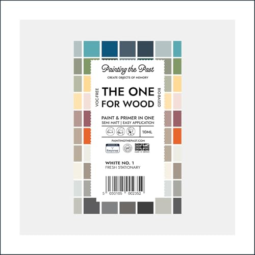 The One for Wood Paint & Primer 10ml (Sample) White No. 1 Fresh Stationary | Semi Matt Finish, Bio-Based & VOC-Free Formula for Wooden Furniture & Surfaces | Durable & Easy Indoor Home Decorating