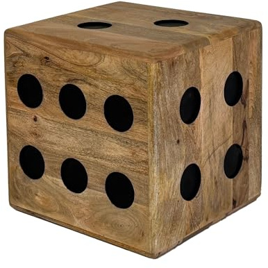 FineBuy Würfelhocker Mango Massivholz 41x41x41 cm, Design Sitzwürfel & Beistelltisch in Würfelform, Holzwürfel Deko & Couchtisch, Robuster Holzhocker im XXL Spielwürfel-Design