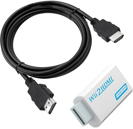 Jyinelx 2PCS set Wii to HDMI Adapter with 1m Cable, Wii Cable for Smart TV, Wii-to-HDMI Converter for 1080P/720P HD Video Audio Output with 3.5mm Audio Jack, Compatible with All-wii Display Modes