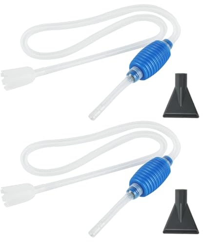 2 Piezas Sifonador Acuario Tortugas de Agua, Limpiador de Peceras, Sifon Manual para Acuarios, Bomba de Sifón para Acuario, filtro de cambio de agua, kit de limpieza de arena, con 2 boquillas