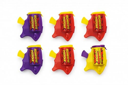 STUWU® Konfettipistole ohne Munition – 6er-Set, wiederverwendbar, Party- & Faschingsdeko, Bühnen- & Event-Requisite