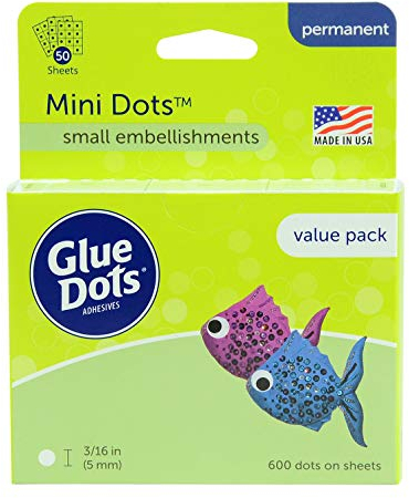 Glue Dots 32634 Doppelseitige Mini Klebepunkte, Vorteilspack, 50 Perforierte Bogen mit 600 Punkten, Permanent, Rund, 5 mm, Vielseitige Verwendung, DIY Basteln, Karten Gestalten und Verzieren