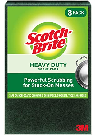 Scotch-Brite Scour Pad Almohadillas de Estropajo Resistentes, Hierro Fundido, Verde, 8 Pads, 8
