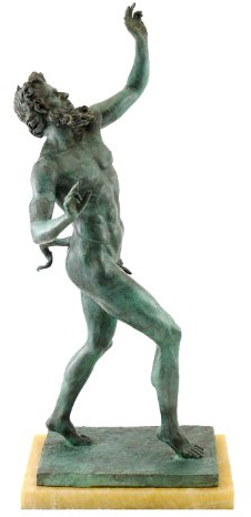 Bronzefigur Tanzender Faun - Skulptur Fauno Danzante aus Pompeji - signiert Milo - 100% Bronze - Römische Kunst - Casa del Fauno Skulptur