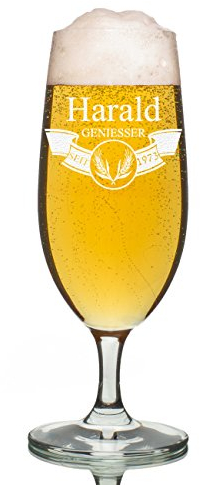 polar-effekt Leonardo Biertulpe 0,3 Liter mit personalisierter Gravur - Bierglas mit Namen - für Pils, Lager und Craft Beer - Männer Geschenk-Idee
