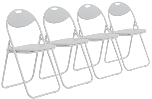 Harbour Housewares Padded Folding Chairs - White - Pack of 4