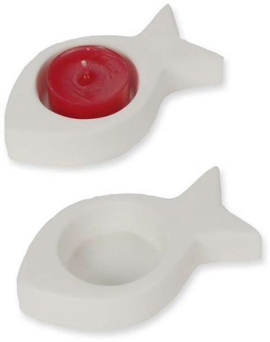 Teelichthalter Fisch weiß, Keramik, ca. 11 x 6 cm, 1 Stück