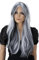 CAISHA 70cm Perücke Kiara Fasching Karneval Cosplay Party Perücke Kiara Langhaar Weiß Schwarz PHK10