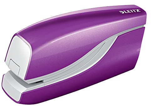 Leitz 55661062 Elektrisches Heftgerät (10 Blatt, Metall mit Kunststoffelementen, Inkl. Heftklammern, Wow) violett