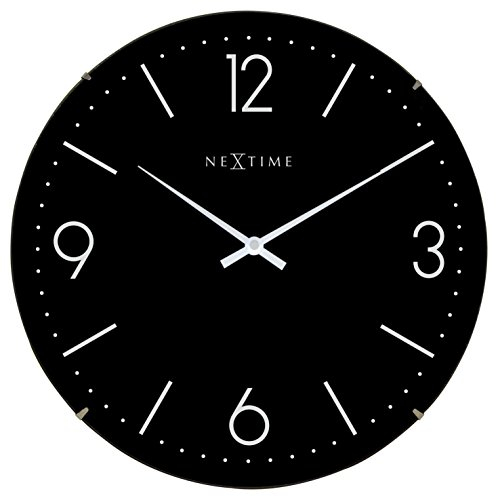 NeXtime 3157ZW große Wanduhr BASIC DOME, lautlos, rund, ø 35,6 cm, Schwarz