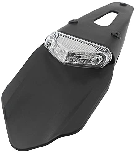 KATUR Schutzblech mit rotem LED-Bremslicht, für hinten, mit Halterung, für Offroad-Motorräder, Motocross, Dirt Bikes (Transparent Glas)