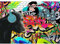 Runa Art Fototapete Graffiti Affe Modern Vlies Wohnzimmer Schlafzimmer - Made in Germany - 308 x 220 cm Bunt 9169010b