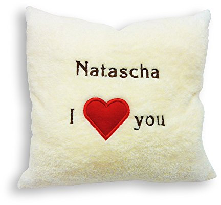 Stickerei Hartl Kissen I Herz You mit Herz aus Filz und Name Bestickt, Kuschelkissen, personalisiertes plüschiges Kissen, kuschelweich, Plüsch Kissen individuell Bestickt mit Text