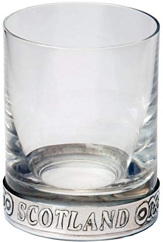 I LUV LTD Glass and Pewter Shot Glass with Pewter Base with Scotland Text