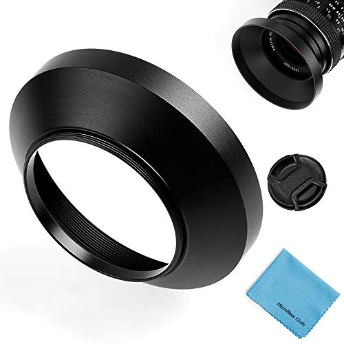 49mm Weitwinkel Gegenlichtblende, Fotover Universal Metall Sonnenblende Streulichtblende mit Objektivdeckel für Canon Nikon Sony Pentax Olympus Fuji Kamera + Mikrofaser Putztuch