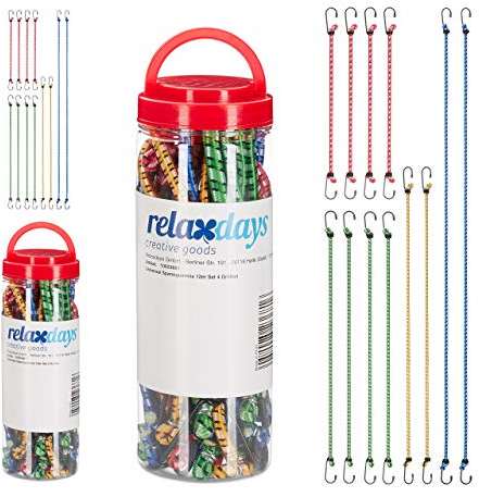 Relaxdays 24 TLG. Spanngummi Set, Gepäckspanner für Auto und Fahrrad, Universal Expander, 35cm bis 1m lang, 4 Größen, Mehrfarbig