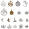 SUNNYCLUE 54 stücke 18 Stil Gemischt Lotus Yoga OM OHM Blume Charme Anhänger Schmuckzubehör Machen Zubehör für DIY Halskette Armband Crafting, Antikes Silber & Bronze