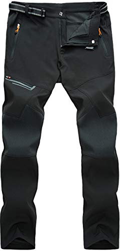 TACVASEN Waterproof Trousers Men Quick Dry Stretch Work Trouser Breathable Pants for Hiking Travel with Zip Pockets Black,30