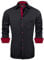 J.VER Herren Hemd Regular Fit Langarm Herrenhemden Freizeithemd Regular Businesshemd Elastiscer Musterhemd,Schwarz Rot,XL
