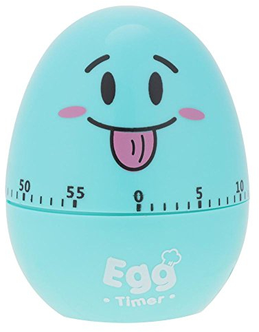 Lustige Eieruhr, 55 Minuten Timer, mechanischer Countdown-Timer, Cartoon-Ei, manueller Timer, hartgekochte Eieruhr mit akustischem Alarm zum Backen in der Küche, Kindersport (blau)